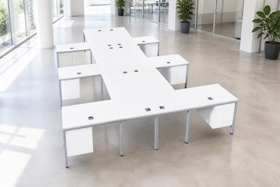 Boss Office Products Simple System 60"W L-Shaped Desk with Pedestal, White, 6/Set (SGSD023-201-WT)