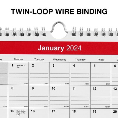 2025 Staples 6" x 7" Wall Calendar, Red/White (ST53923-25)