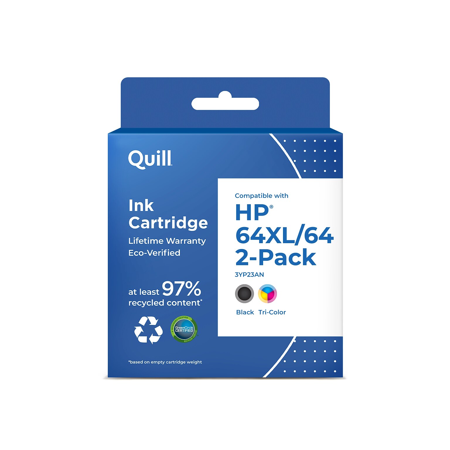 Quill 64XL/64 Remanufactured Black High Yield & Tri-Color Ink Cartridges Replacement for HP 3YP23AN, 2/PK (118336)