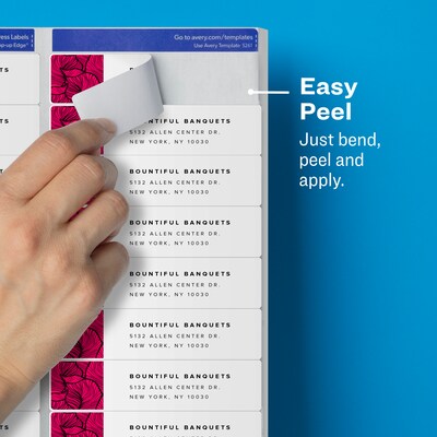 Avery Easy Peel Inkjet Address Labels, 1" x 4", Clear, 200 Labels/Pack (18661)