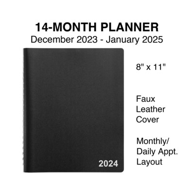 2024 Staples 8" x 11" Four-Person Daily Appointment Book, Black (ST58479-24)