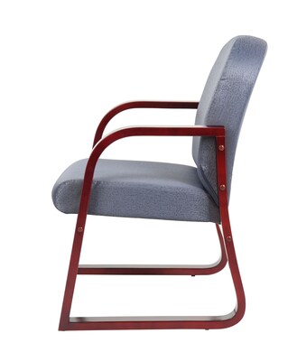 Boss B9570 Series Mahogany Frame Guest Armchair; Grey