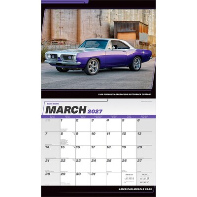 2027 BrownTrout American Muscle Cars 14" x 12" Monthly Wall Calendar, Assorted Colors (9798330712885)