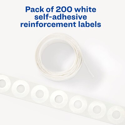 Avery Self-Adhesive Plastic Reinforcement Labels in Dispenser, 1/4  Diameter, Glossy Clear, 200/Pack