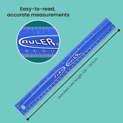 Lockermate Flexi 12" Imperial/Metric Flexible Curves, Poly, Blue (01137-BLUE)