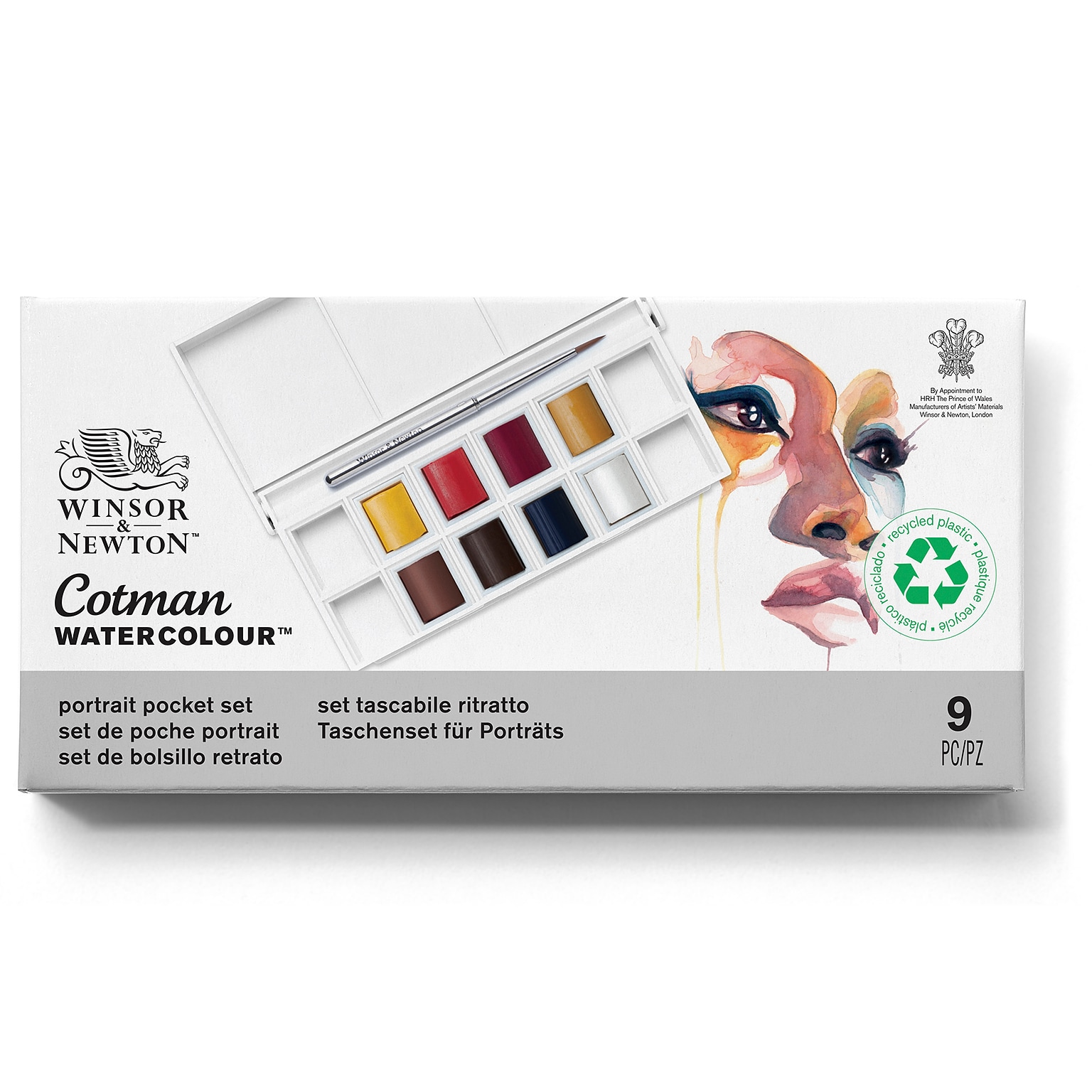 Winsor and Newton Cotman Watercolor Paint Palette, Assorted Colors, 9 Pieces/Set (WNX0390670)