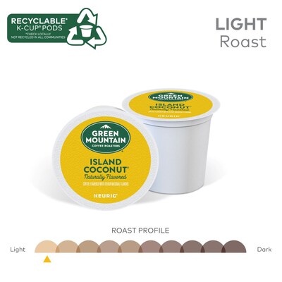 Green Mountain Coffee Roasters Island Coconut Coffee Keurig® K-Cup® Pods, Light Roast, 24/Box (5000365434)