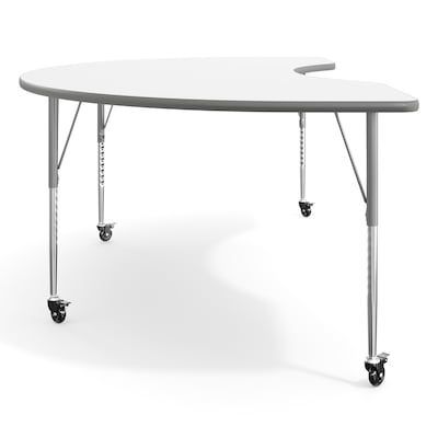 Flash Furniture Wren Kidney Activity Table, 96" x 48", Height Adjustable, White Top/Silver Frame (XUA4896KDWHTAC)