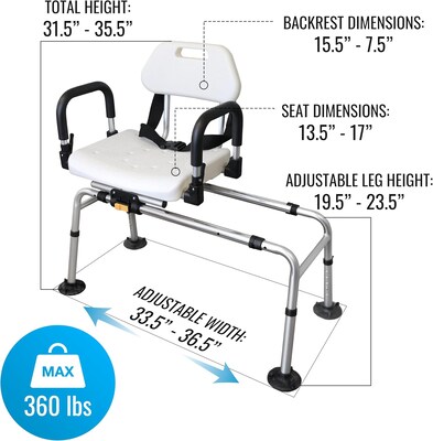 Rotating Sliding Transfer Bench w/Scrub Brush