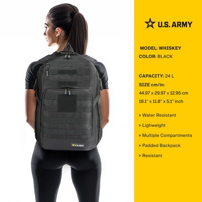 U.S. Army WHISKEY Tactical Laptop Backpack, Large, Black (USBWHI18BLK)