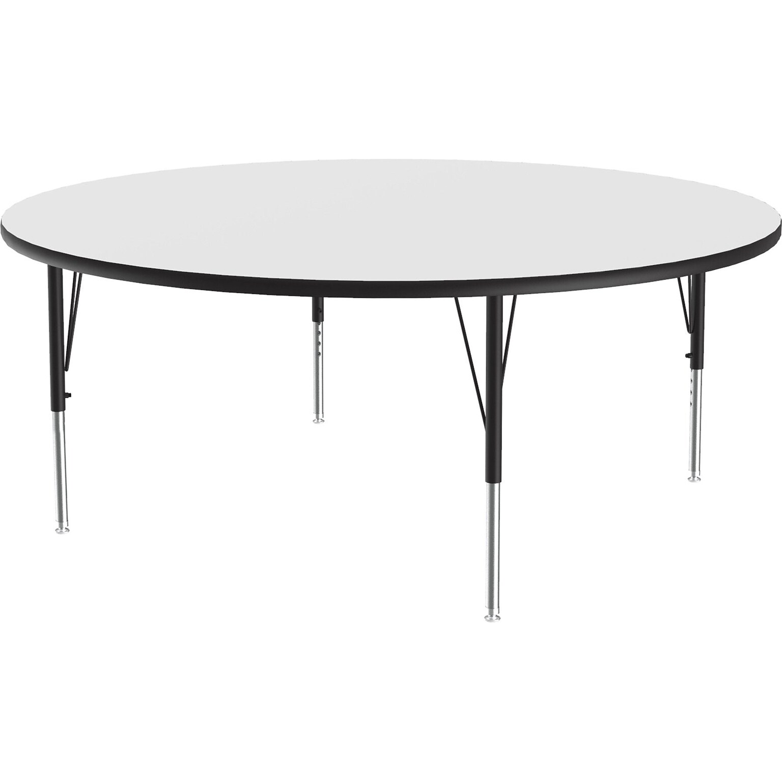 Correll 60 Round Activity Table, Height-Adjustable, Frosty White/Black (A60DE-RND-80)