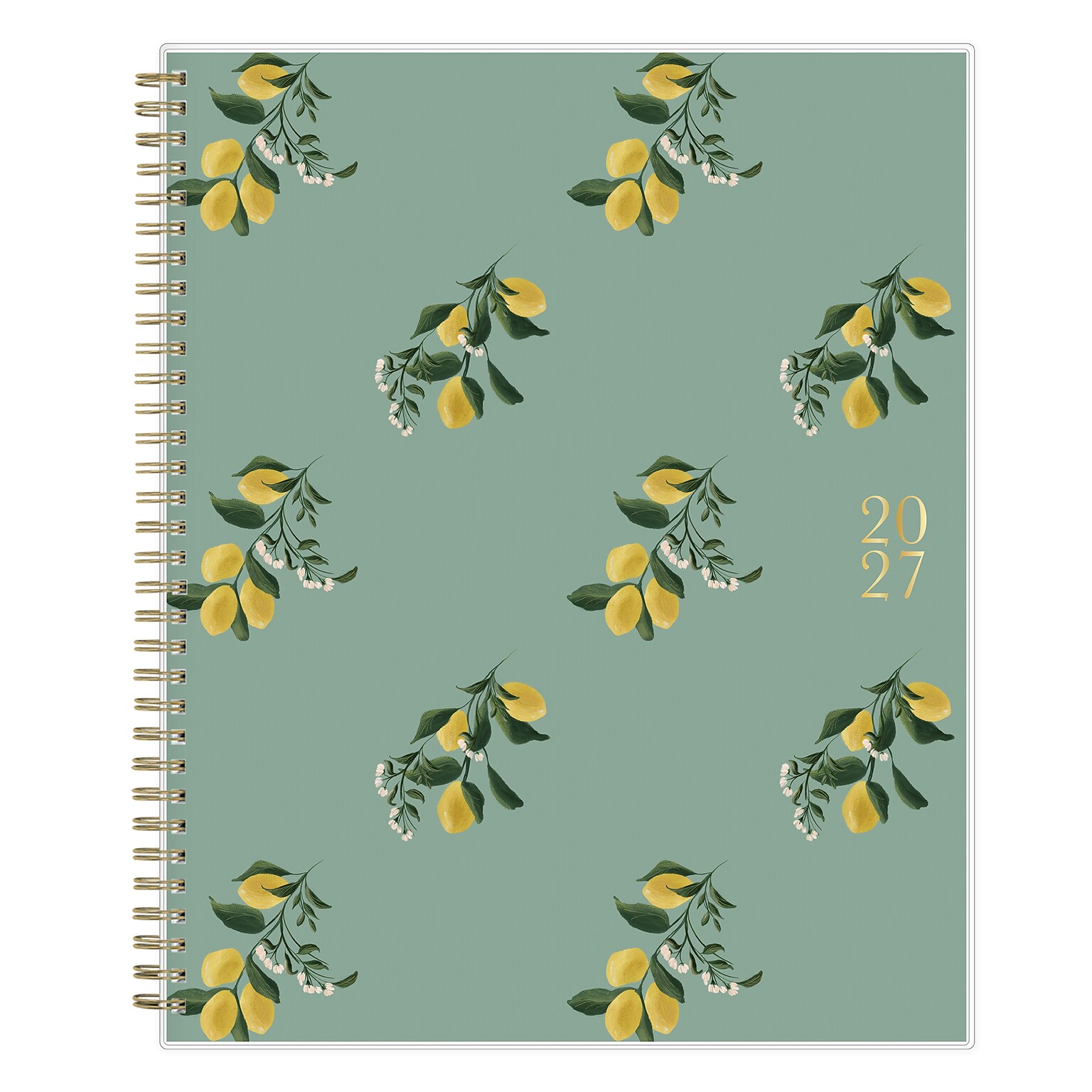 2027 Blue Sky Bespoke Letterpress Flowering Lemons 8.5 x 11 Calendar Year Weekly & Monthly Standard Planner, Seafoam