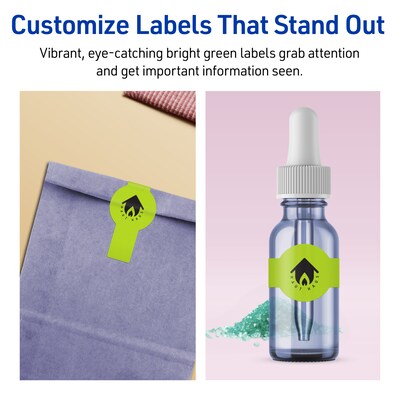 Avery Printable Decorative Edge Multipurpose Labels, 1.5" x 3.5", Bright Green, 100/Pack (94122)