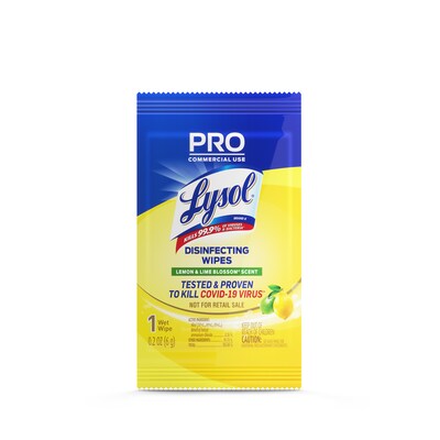 Lysol Pro Individually-Wrapped Disinfecting Wipes, Lemon & Lime Blossom Scent, 300 Wipes/Pack (19200