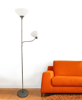 Simple Designs 71.5" Silver Floor Lamp with Dome Shades, 2/Pack (LF2000-SLV-2PK)