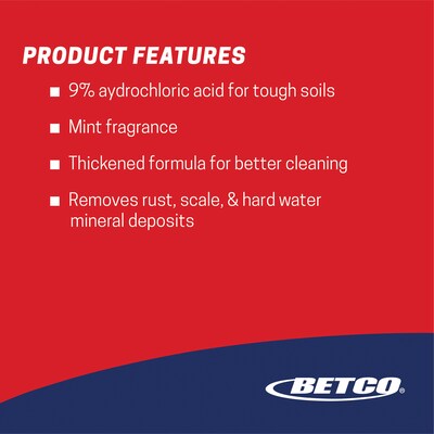 Betco Kling Toilet Bowl Cleaner Bottle, Mint Wintergreen Scent, 32 oz., 12/Carton (0751200)