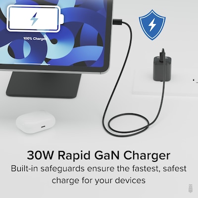 Plugable GaN USB-C Charger Block, 30W, Black (PS-30C1B-3X)