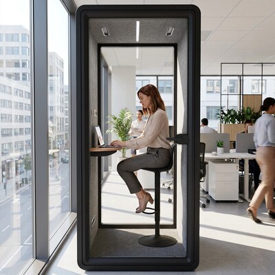 FlexiSpot NeoPod Modular Series 1-Person Privacy Booth with Switchable Privacy Glass, White (P1FC-3W-Pro)