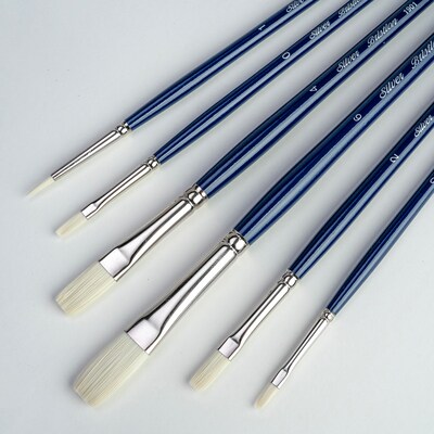 Silver Brush Bristlon Flat Brush Set, 6/Pack (SLVBR1951)