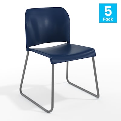Flash Furniture Hercules Kenai Office Reception Stack Chairs, Navy Plastic/Gray Frame, 5/Pk (5RUT239ANNV)