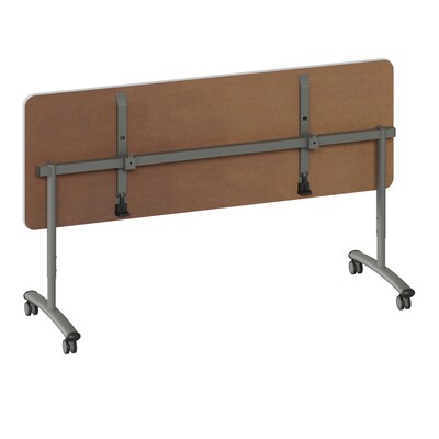 Correll 72"W x 24"D Adjustable Foldable Rectangular Training Room Table, Laminate, With Wheels, Gray Granite (FTS2472TF151413)
