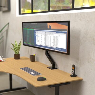 Mount-It! Adjustable Single Monitor Desk Mount with Gas Spring Arm, Up to 57" Monitor, Black (MI-4891)