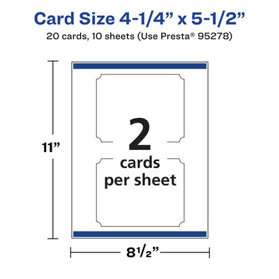 Avery Integrated Cards, 4.25" x 5.5", Glossy White, 20/Pack (95278)