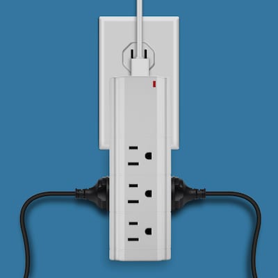 LAX Multi-Charging 9-Outlet Tower Surge Protector with 2 USB Ports, White
