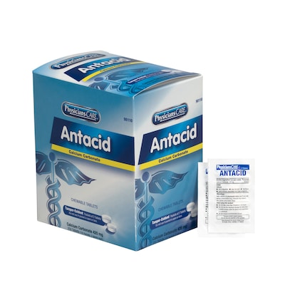 PhysiciansCare Antacid Chewable Tablets, 2/Packet, 125 Packets/Box (90110)