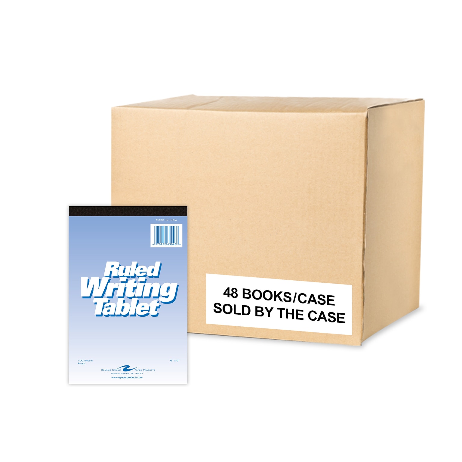Roaring Spring Paper Products Notepad, 6 x 9, Wide Ruled, White, 100 Sheets/Pad, 48 Pads/Case (63046CS)