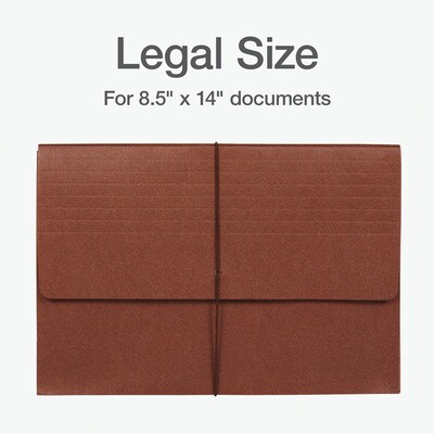 Pendaflex Moisture Resistant Reinforced Expanding Wallet with Flap & Cord Closure, Legal Size, Brown, 10/Box (1056EL-OX)