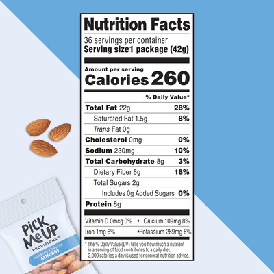 Pick Me Up Provisions™ Roasted & Salted Almonds, 1.5 oz., 36 Bags/Box (PM62980)