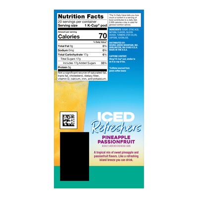 The Original Donut Shop Iced Refreshers Pineapple Passion Fruit, Keurig® K-Cup® Pods, 20/Box (5000379381)
