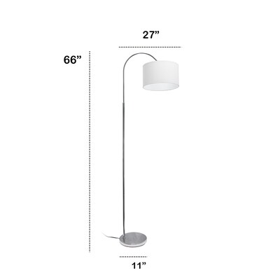 Creekwood Home Vista 66" Brushed Nickel Floor Lamp with Drum Shade, White (CWF-3006-WH-LB)