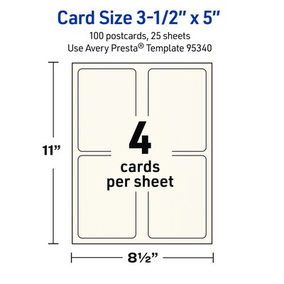 Avery Matte General Use Blank Cards, Ivory, 100/Pack  (95340)
