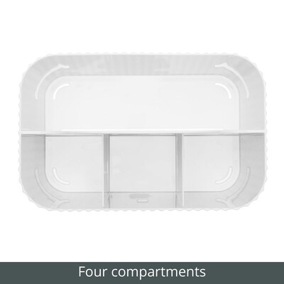 mDesign 4-Section Plastic Desktop Caddy Organizer with Handle, White (26054)