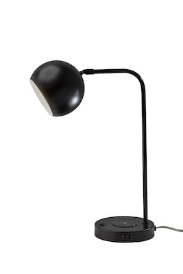 Adesso Emery SuperCharger Incandescent Desk Lamp, 19"H, with USB Port, Black (2624-01)