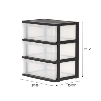 Iris Stackable Wide Chest, 3 Drawer, Black, 2/Pack (380026)