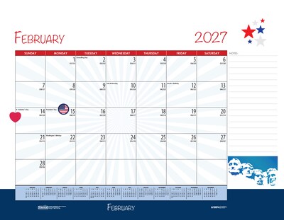 2027 House of Doolittle Seasonal Holiday 18.5" x 13" Monthly Desk Pad Calendar (1396-27)