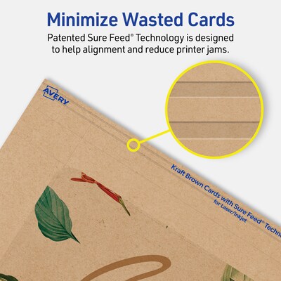 Avery Matte General Use Blank Cards, Kraft Brown, 50/Pack (95345)