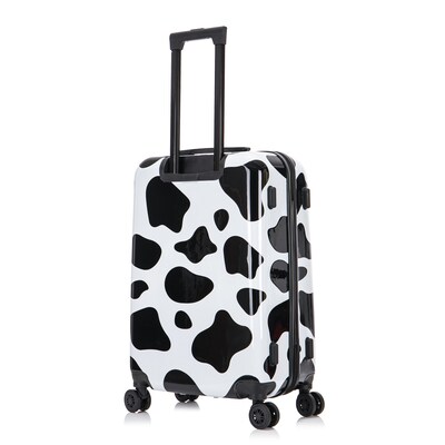 InUSA Prints 26.82" Hardside Suitcase, 4-Wheeled Spinner, TSA Checkpoint Friendly, Cow Animal Print (IUAPC00M-COW)
