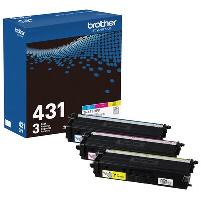 Brother TN-431 Cyan/Magenta/Yellow Standard Yield Toner Cartridge, 3/Pack (TN4313PK)