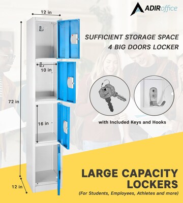 AdirOffice 72"H 4-Tier Blue Storage Locker (ADI629-204-BLU-DL)