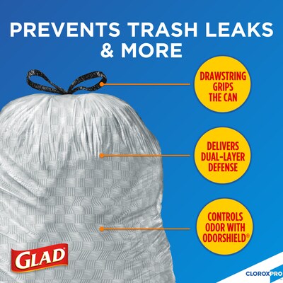 CloroxPro Glad ForceFlex 13 Gallon Tall Kitchen Trash Bag, 23.75" x 24.88", Low Density, .72 mil, Gray, 100/Box (70427)