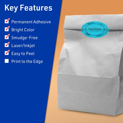 Avery Oval Multipurpose Labels, 1.5 x 2.5, Bright Blue, 360/Pack (94051)