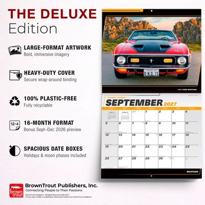 2027 BrownTrout Ford Mustang 14" x 12" Monthly Wall Calendar, Assorted Colors (9798330713240)