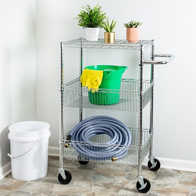 Honey-Can-Do 3 Shelf Storage Cart, 24"W, Chrome (CRT-01451)