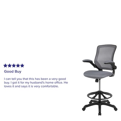 Flash Furniture Mesh Ergonomic Drafting Chair with Adjustable Foot Ring and Lumbar Support, Dark Gray (BLZP8805DDKGY)