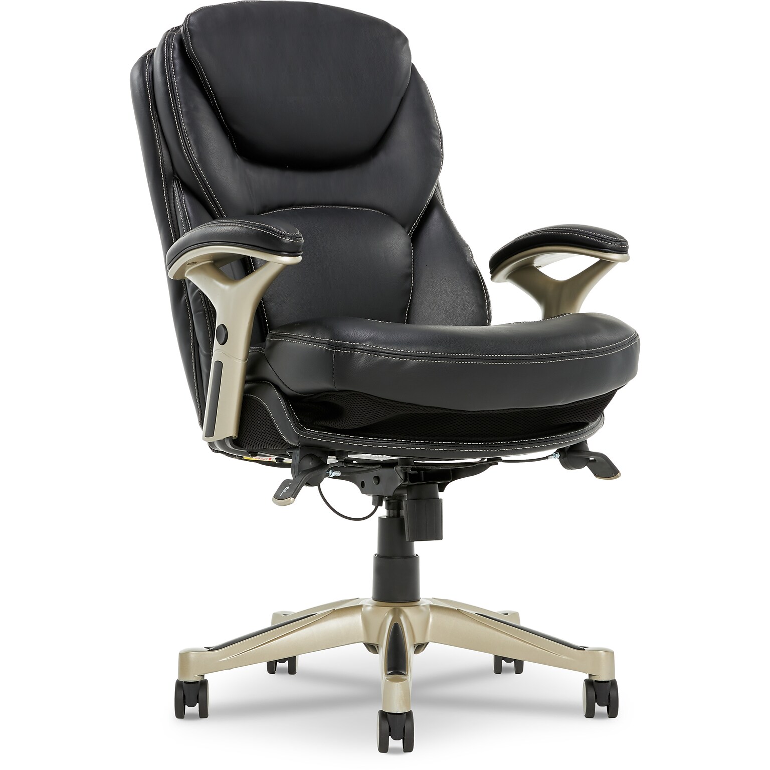 Serta Claremont Ergonomic Leather Swivel Executive Chair with Back in Motion Technology, Black (CHR200006)