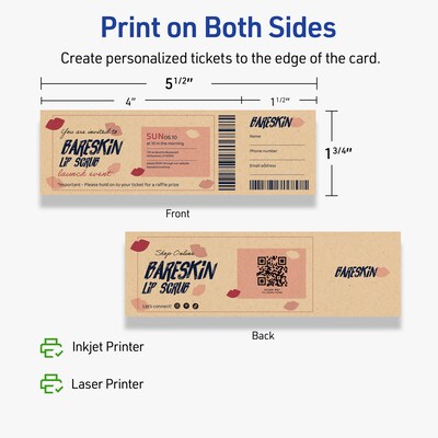 Avery Integrated Cards, 1-3/4" x 5-1/2", Matte Kraft Brown, 250/Pack (95288)